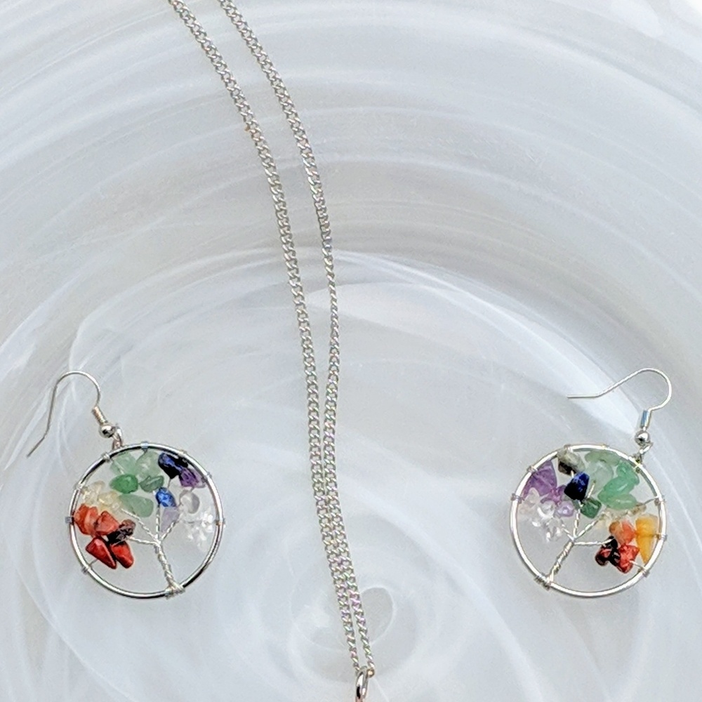 !🌈7 chakra Healing Tree of Life earrings - Picture 5 of 6